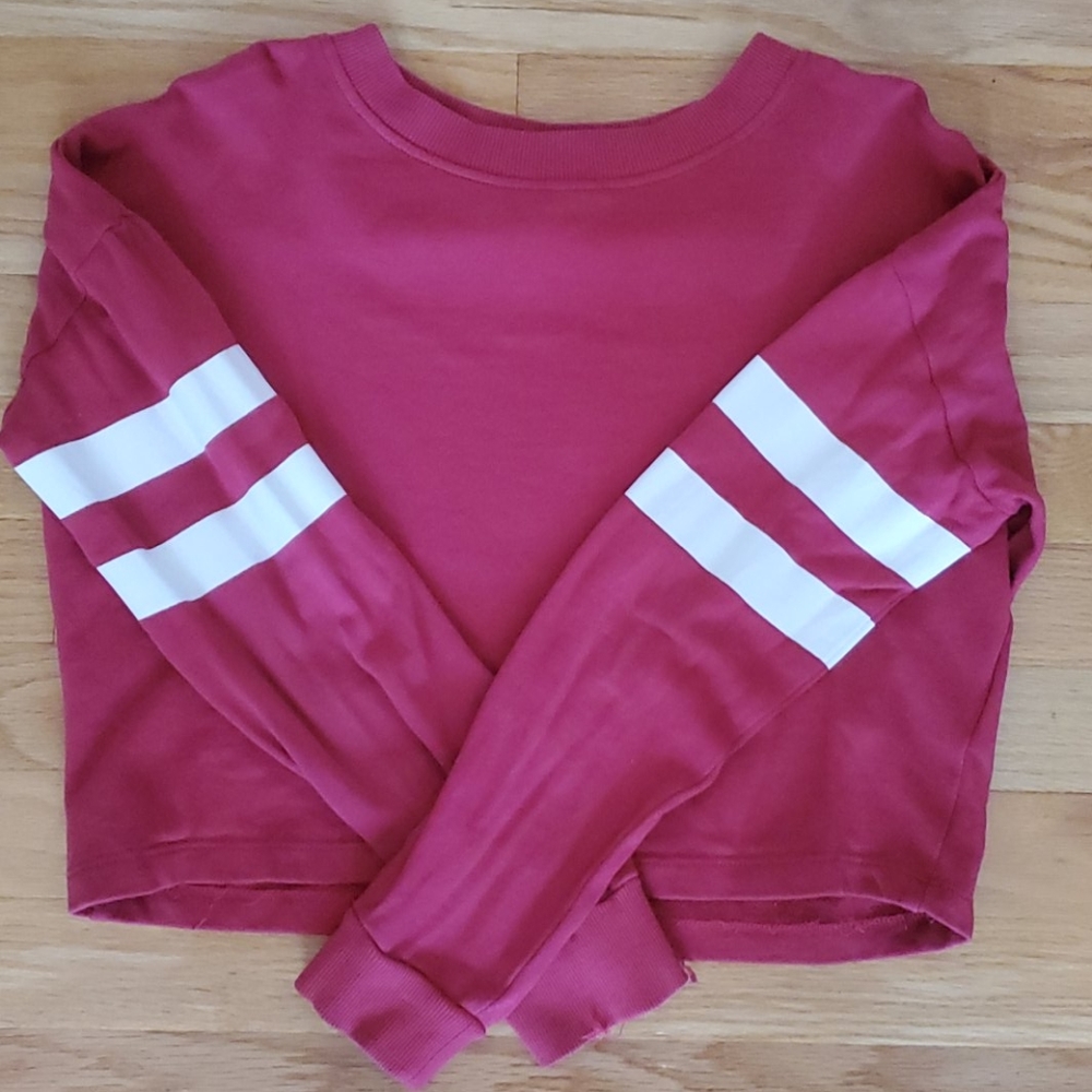 H&M Girl's Pink/White Crop-Sweatshirt